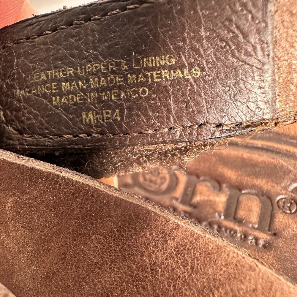 Born Brown Leather Wedge Sandals Cross Strap Slingback MHB4 Womens 8 US 39 EU - Picture 6 of 11